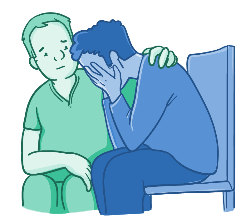 A clinician expresses empathy toward a patient dealing with some tough news.