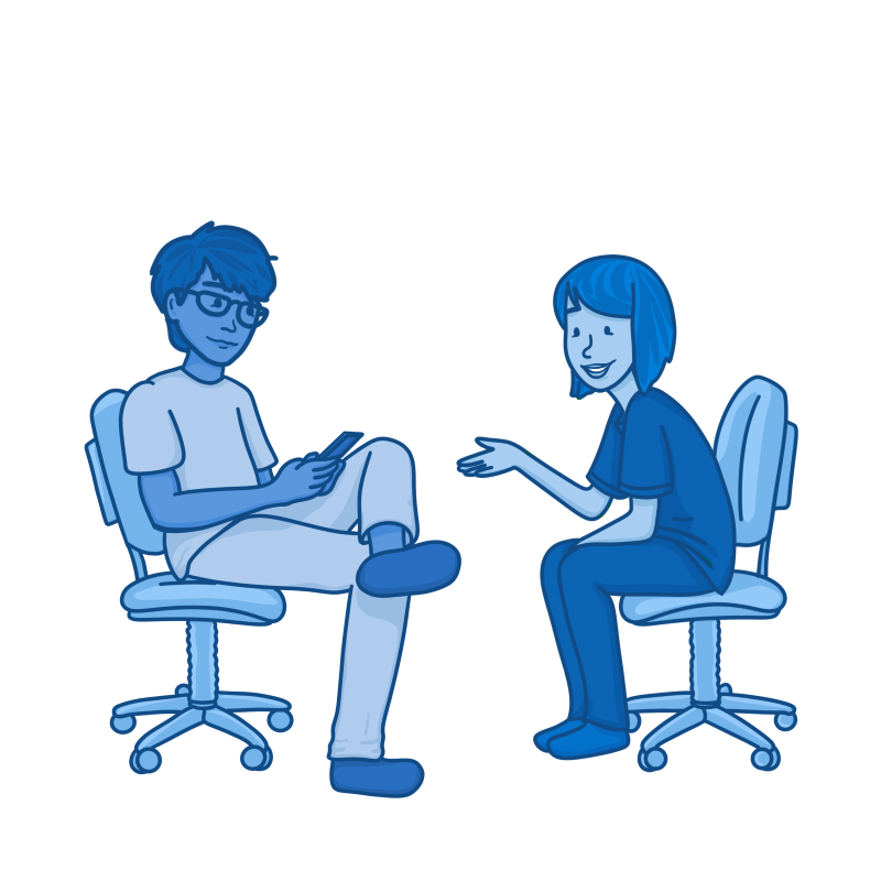 Two friends and medical students doing mock interviews.