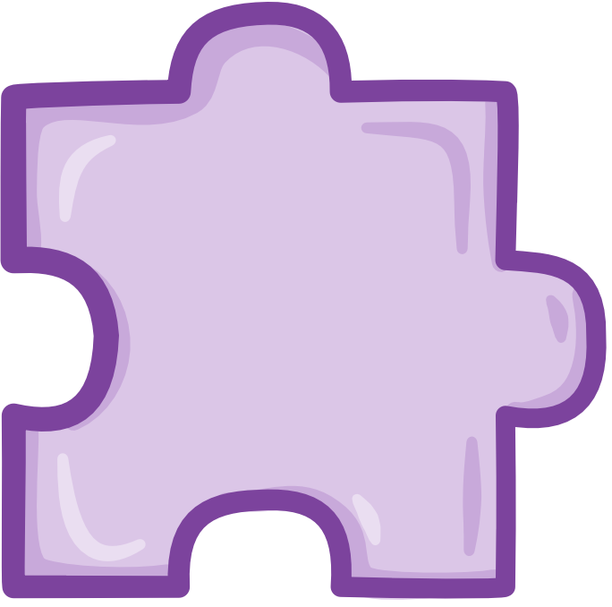 A single puzzle piece in shades of purple.