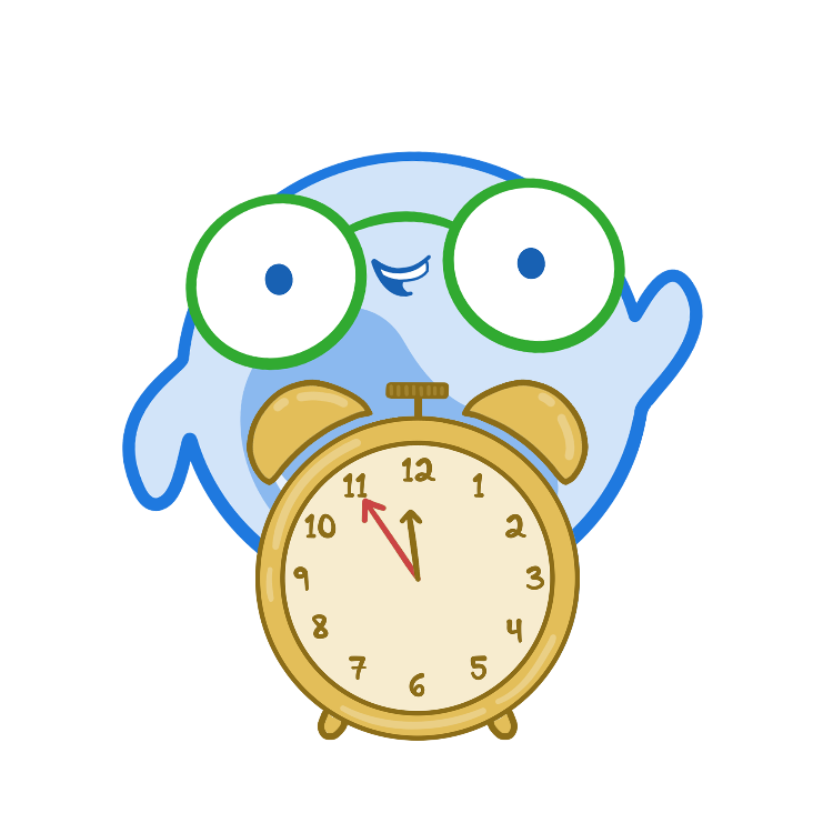 An illustration of Mo, the Osmosis mascot, waving from behind a ticking clock.