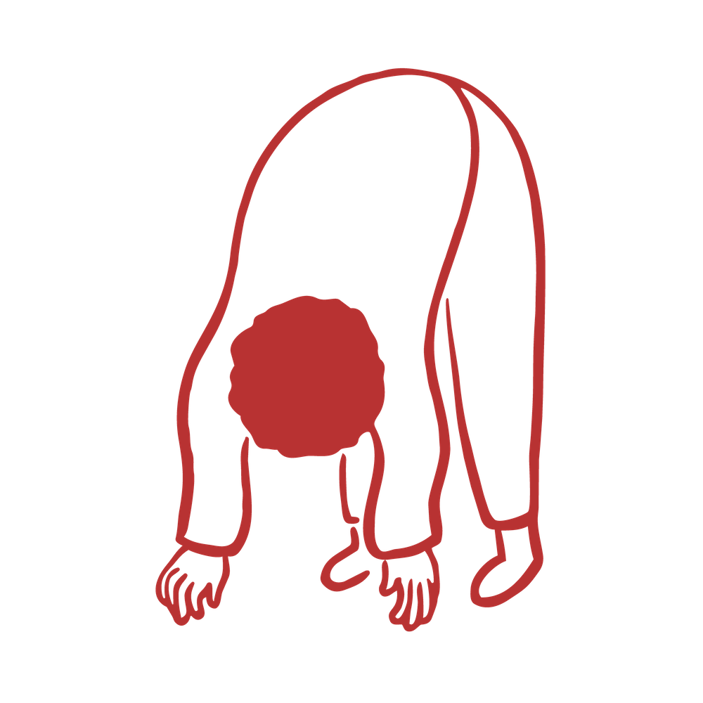A person bending over, demonstrating what "floppy" looks like to mimic a Mitral Valve Prolapse (Floppy Mitral Valve).