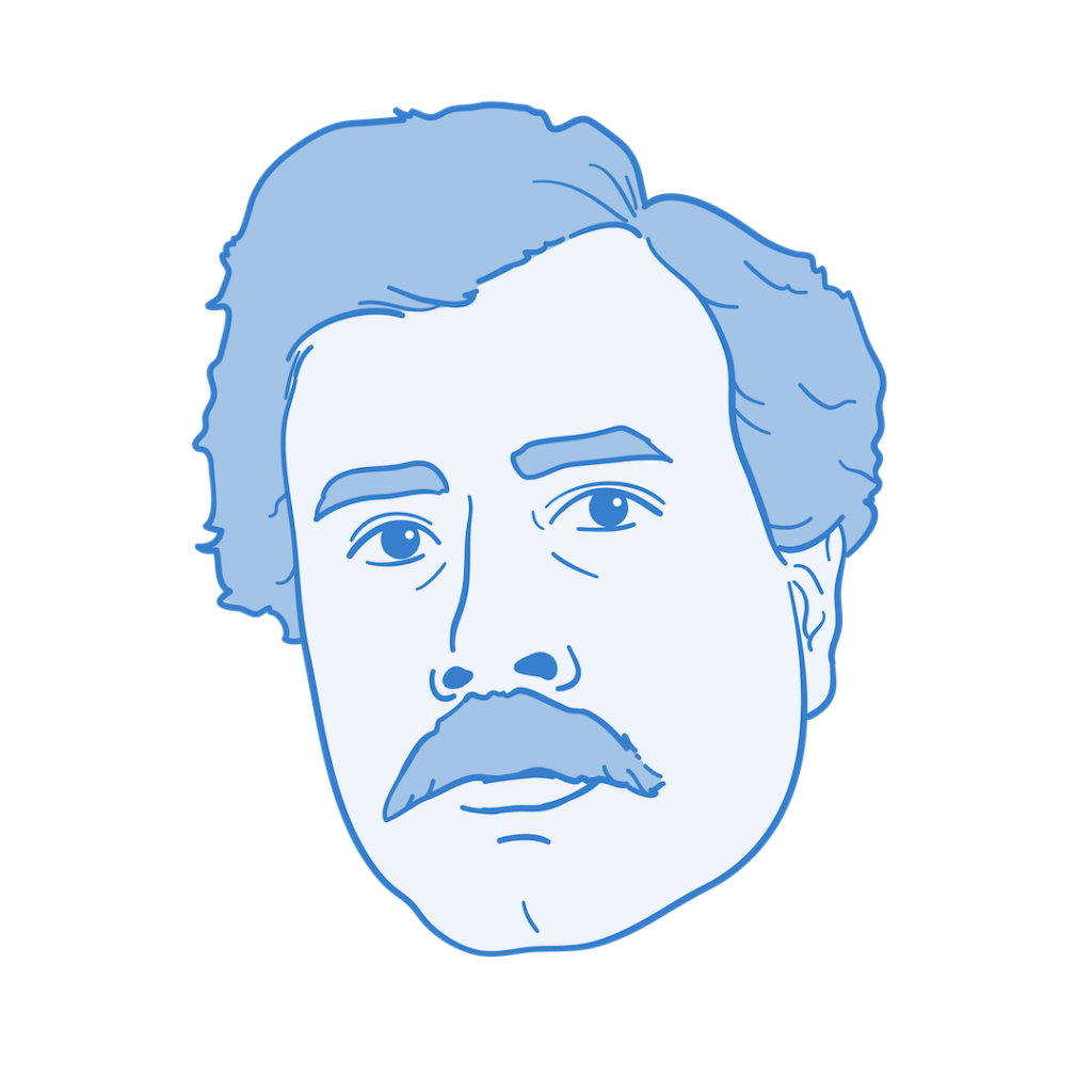 An illustration of William Smith, MD, the first official DO graduate and trained instructor.