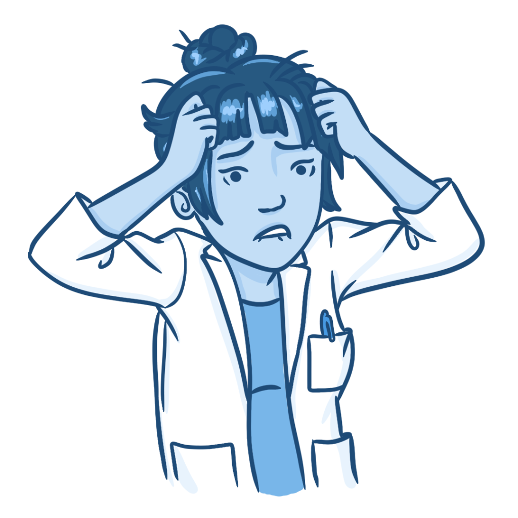 Osmosis illustration of a healthcare student feeling overwhelmed by all that they need to learn